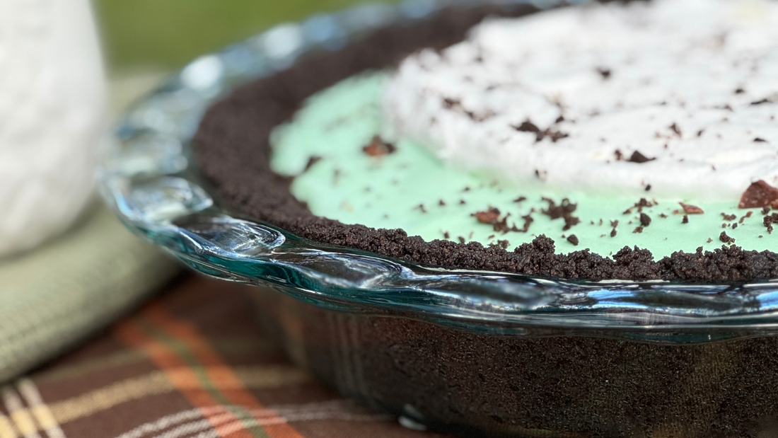 Grasshopper Mint Chocolate Pie with Chocolate Stroopwafel Crust