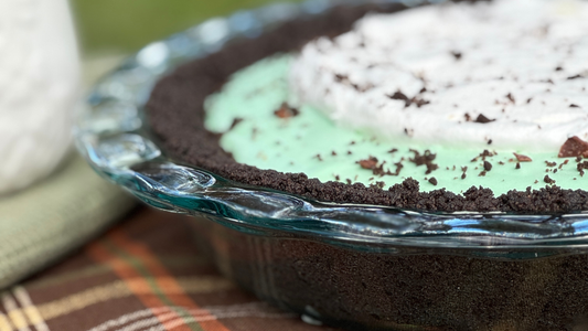 Grasshopper Mint Chocolate Pie with Chocolate Stroopwafel Crust