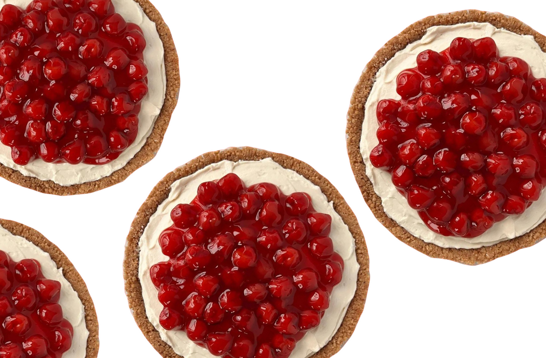 Cherry Cheesecake made with traditional, gluten free No Bake Stroopwafel Pie Crust from Dutch Waffle Company LLC, DWC, Fresh is Best!