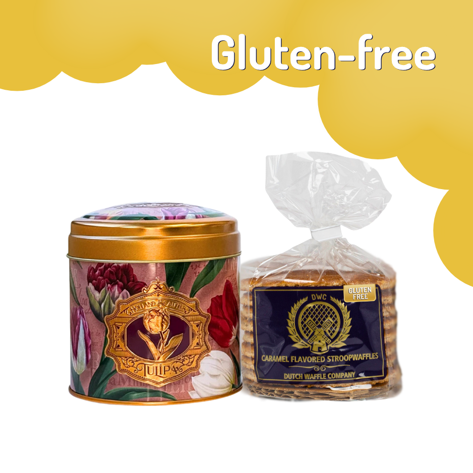 Dutch Design Stroopwafel Tin Can with 8ct Gluten Free Stroopwafels Combo