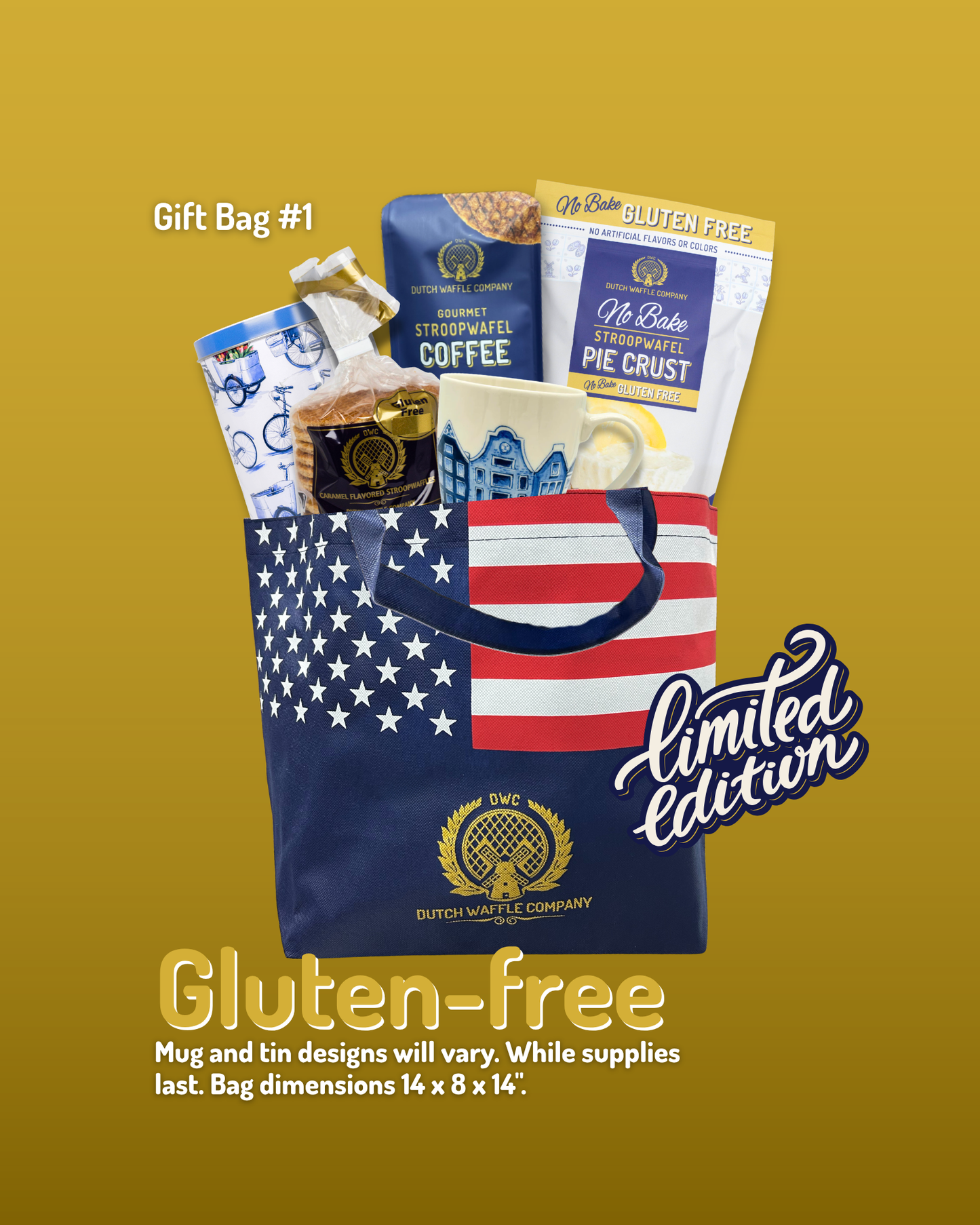250 years USA Deluxe Gluten Free Stroopwafel Gift Bag