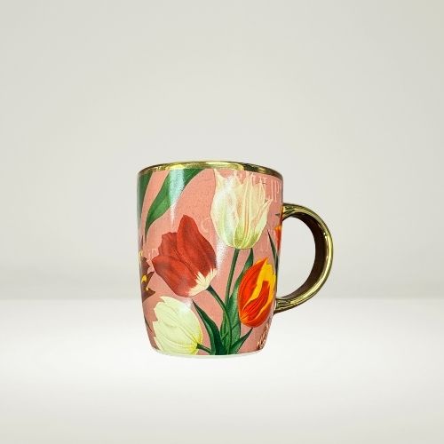 Stroopwafel tin (empty) with elegant mug in Dutch Tulip design