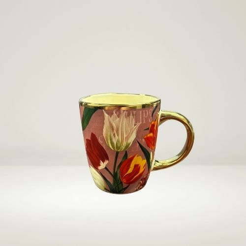 Stroopwafel tin (empty) with elegant mug in Dutch Tulip design