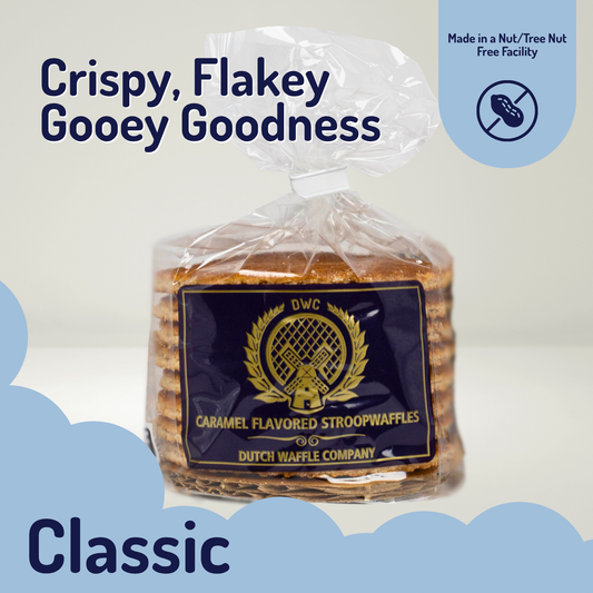 One bag with 8 fresh baked classic caramel stroopwafels to try