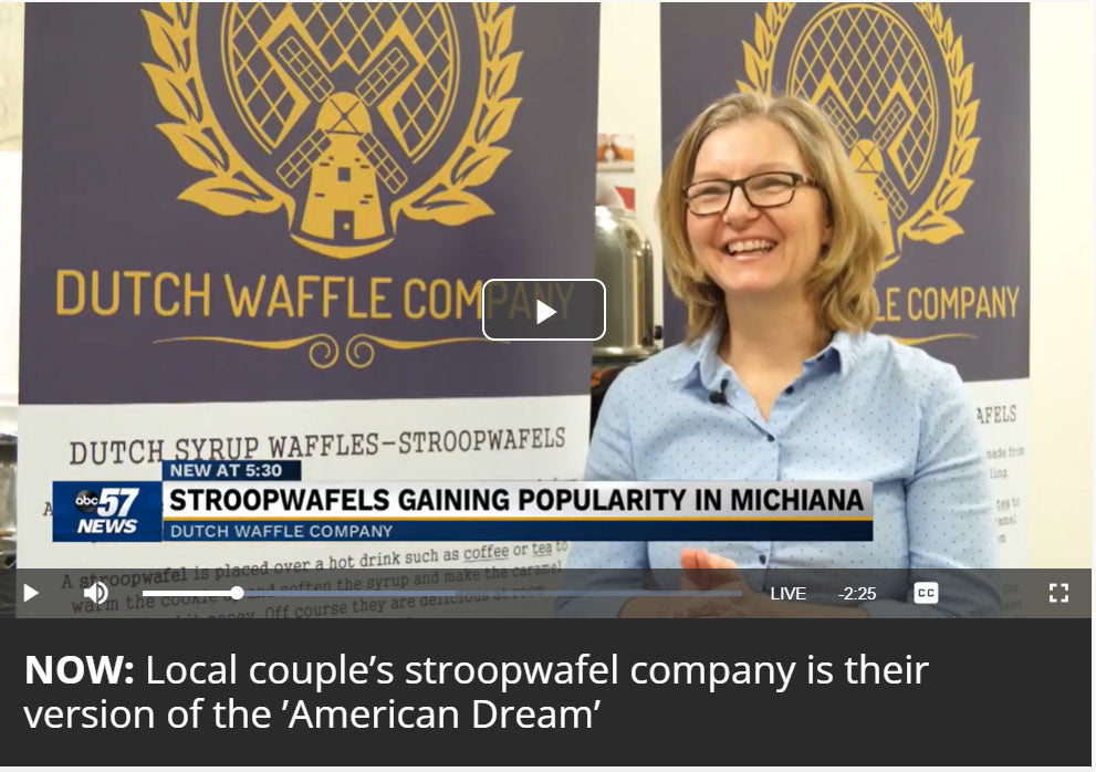 ABC News Channel 57 interviewing Dutch Waffle Company founder Bianca Letens